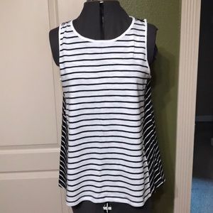 LOFT Black/White Striped Tank